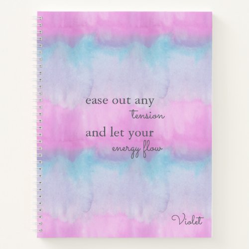 Positive Energy Quote Personalized Pink Watercolor Notebook