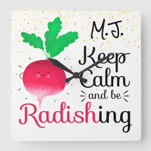 Positive Food Art Puns and Quotes _ Punny Garden Square Wall Clock