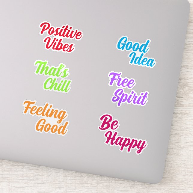 Positive Fun Colorful Retro Typography Sticker (Detail)