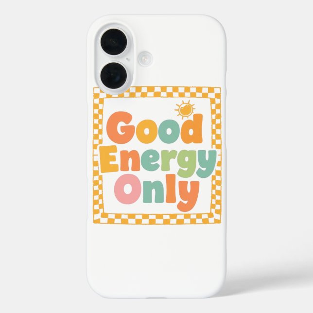 Positive "Good Energy Only" Checkered Frame Case-Mate iPhone Case (Back)