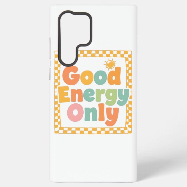 Positive "Good Energy Only" Checkered Frame Samsung Galaxy Case (Back)