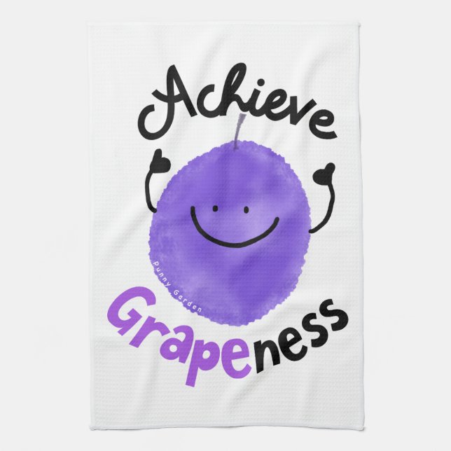 Positive Grape Pun - Achieve Grapeness Towel (Vertical)