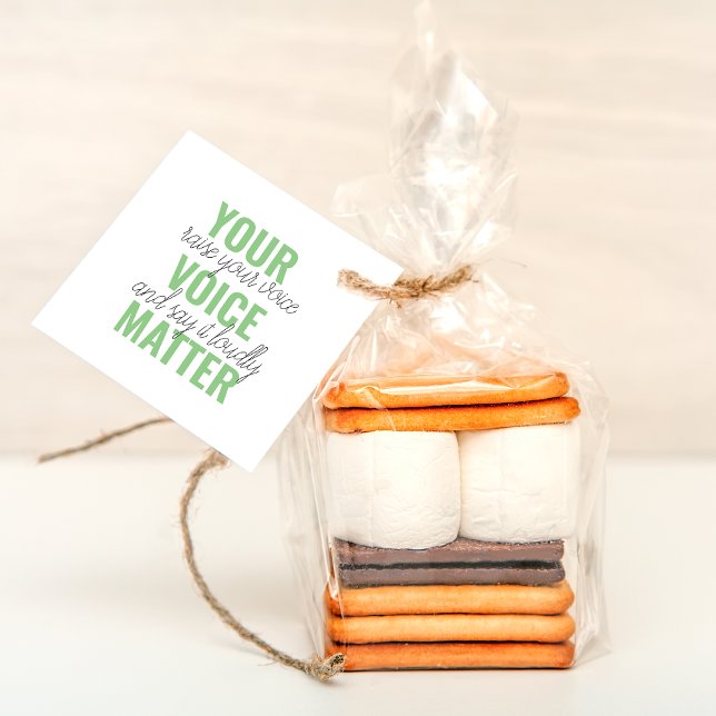 Positive Green Your Voice Matter Motivation Quote  Favor Tags (Creator Uploaded)