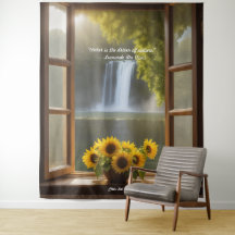 Positive hopeful Sunflowers waterfall Tapestry