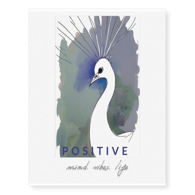 Positive inspiration with peacock Aesthetic design Temporary Tattoos (Front)