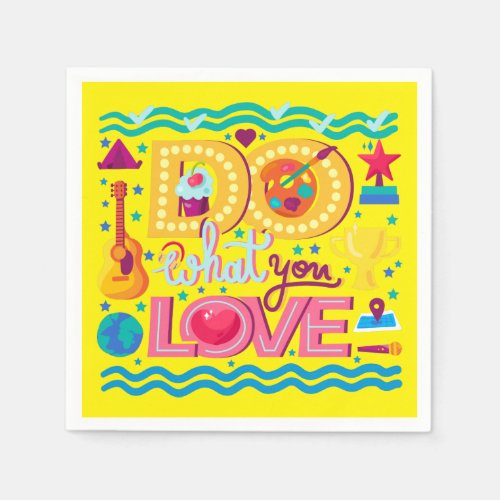 Positive inspirational quote vibrant summer yellow napkins