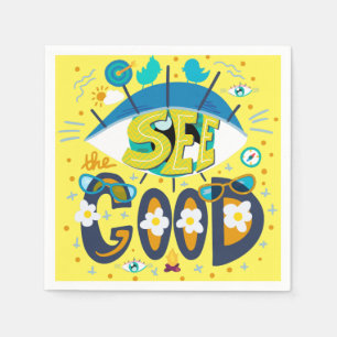Positive inspirational quote vibrant summer yellow napkins