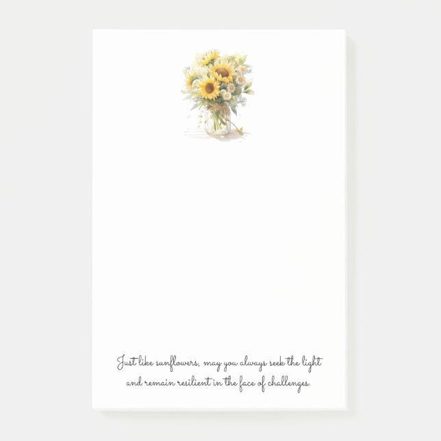 Positive Inspirational Sunflower In A Vase Post-it Notes (Front)