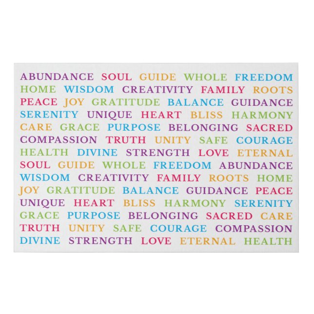 Positive Inspiring Motivational Word Art Faux Canvas Print (Front)
