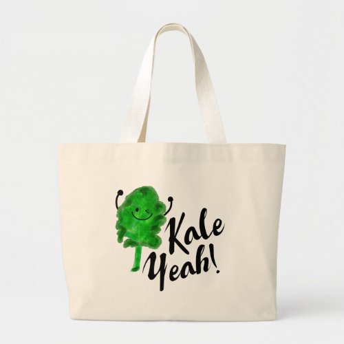 Positive Kale Pun _ Kale Yeah Large Tote Bag