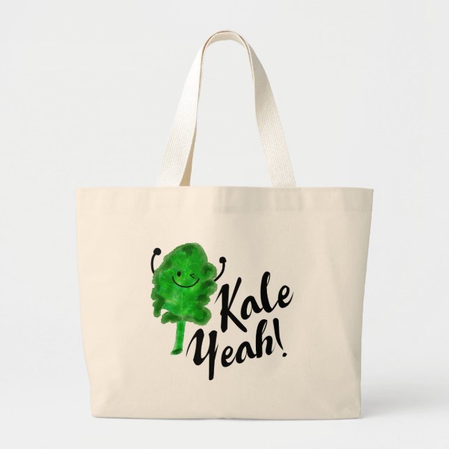 Positive Kale Pun - Kale Yeah! Large Tote Bag (Front)