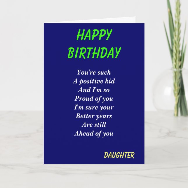 Positive kid-daughter birthday cards (Front)