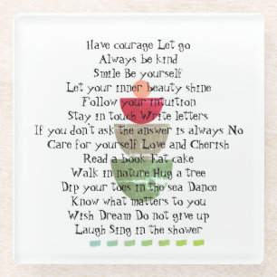 Positive Life Quotes Happiness Abstract White Glass Coaster