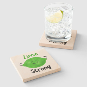 Positive Lime Pun - Lime Strong Stone Coaster