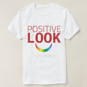 Positive Look Smile Red Rainbow GAY LGBT Ally Name T-Shirt