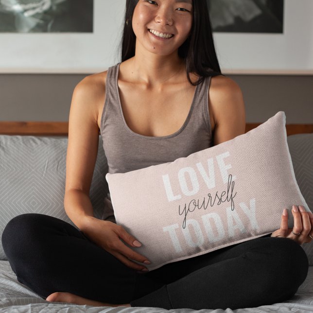  Positive Love Yourself Today Pastel Pink Quote  Accent Pillow (Creator Uploaded)