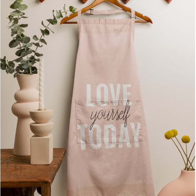  Positive Love Yourself Today Pastel Pink Quote  Apron (Creator Uploaded)