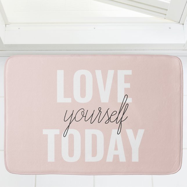  Positive Love Yourself Today Pastel Pink Quote  Bath Mat (Creator Uploaded)
