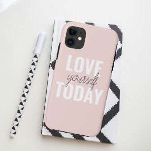  Positive Love Yourself Today Pastel Pink Quote  iPhone 11 Case