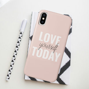  Positive Love Yourself Today Pastel Pink Quote  iPhone XS Case