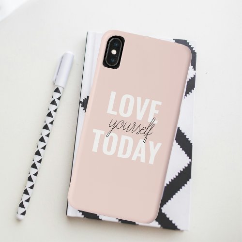  Positive Love Yourself Today Pastel Pink Quote  iPhone XS Max Case