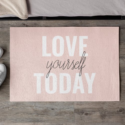  Positive Love Yourself Today Pastel Pink Quote  Doormat