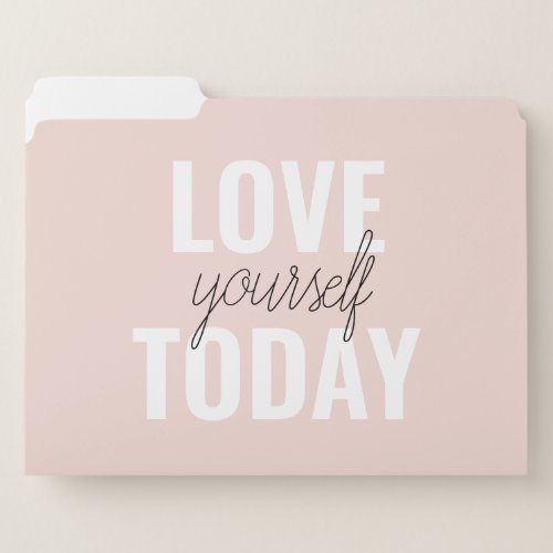  Positive Love Yourself Today Pastel Pink Quote  File Folder