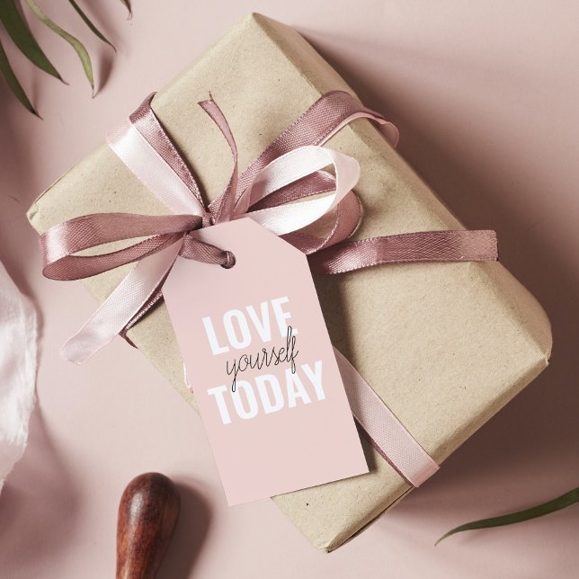  Positive Love Yourself Today Pastel Pink Quote Gift Tags (Creator Uploaded)