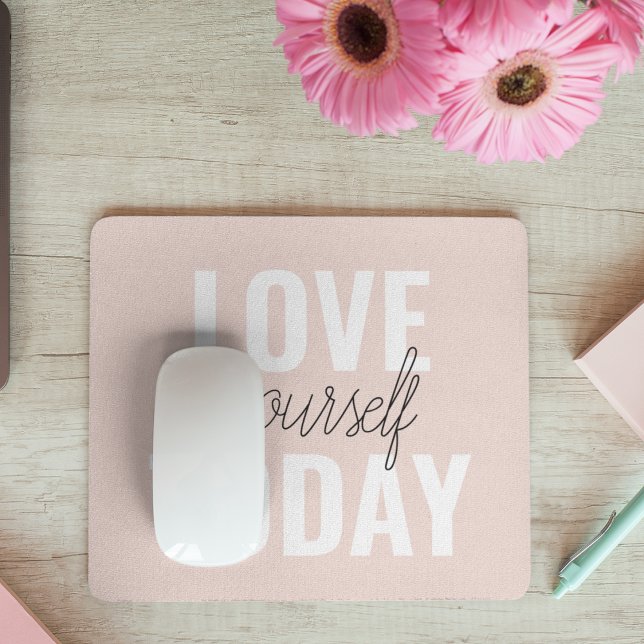  Positive Love Yourself Today Pastel Pink Quote  Mouse Pad (Creator Uploaded)