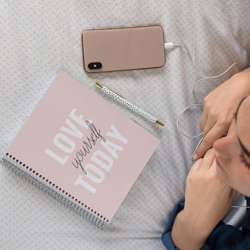  Positive Love Yourself Today Pastel Pink Quote  Notebook