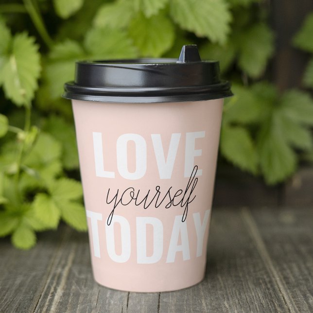  Positive Love Yourself Today Pastel Pink Quote  Paper Cups (Creator Uploaded)