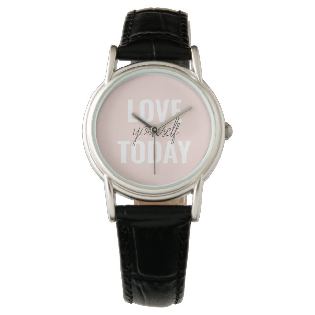  Positive Love Yourself Today Pastel Pink Quote  Watch (Front)