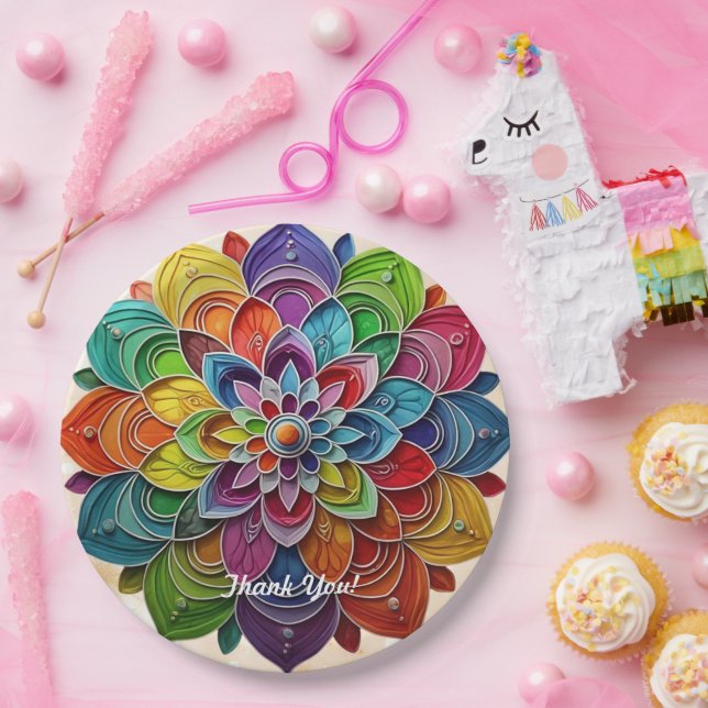 "Positive Mandala Vibes" Paper Plates (Party)
