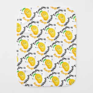 Positive Mango Pun - Everyday is Mangonificent Baby Burp Cloth