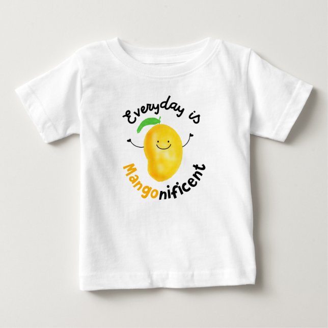 Positive Mango Pun - Everyday is Mangonificent Baby T-Shirt (Front)