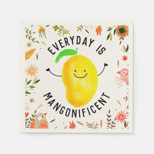 Positive Mango Pun _ Everyday is Mangonificent Napkins