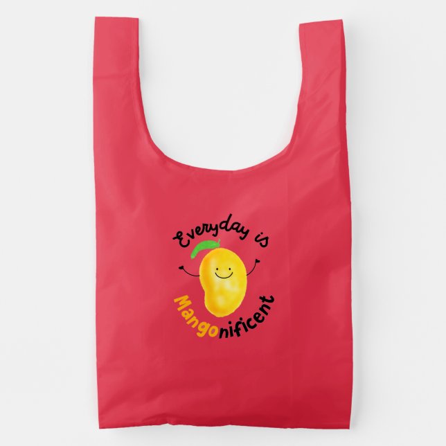 Positive Mango Pun - Everyday is Mangonificent Reusable Bag (Front)
