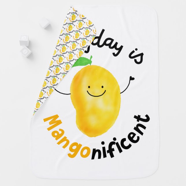 Positive Mango Pun - Everyday is Mangonificent Stroller Blanket (In Situ)