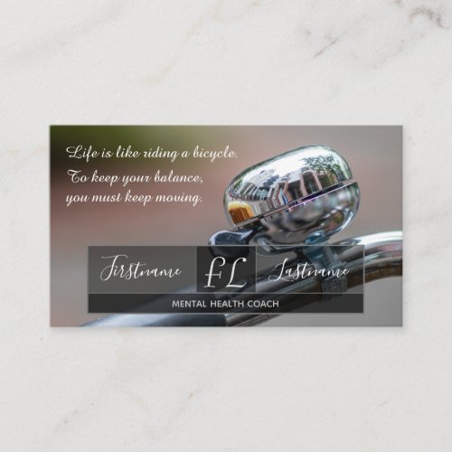 Positive mental health coach bicycle encouragement business card