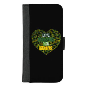 Positive Message and Heart in Mental Health Colors iPhone 8/7 Plus Wallet Case