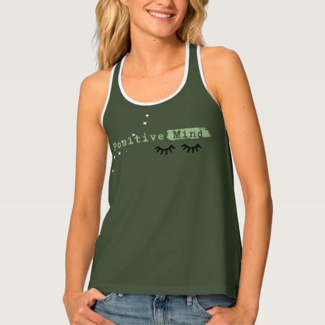 Positive Mind Green Racerback Tank  (Front)