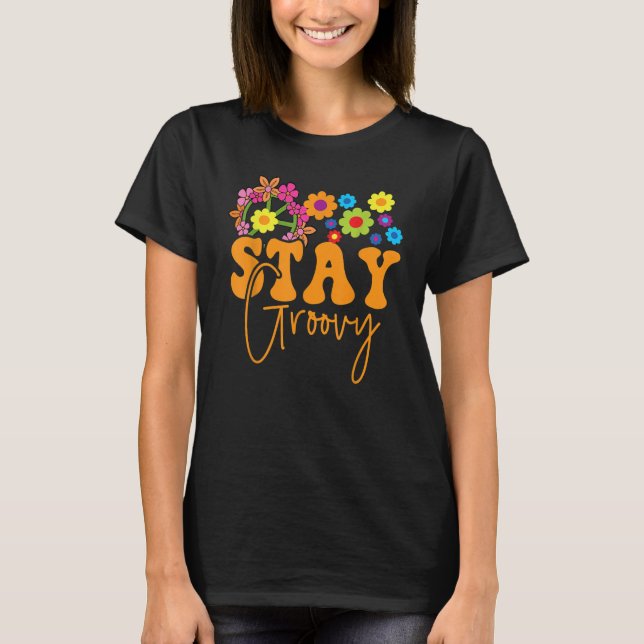 Positive Mind Happy Life Retro Sunflower Hippie St T-Shirt (Front)