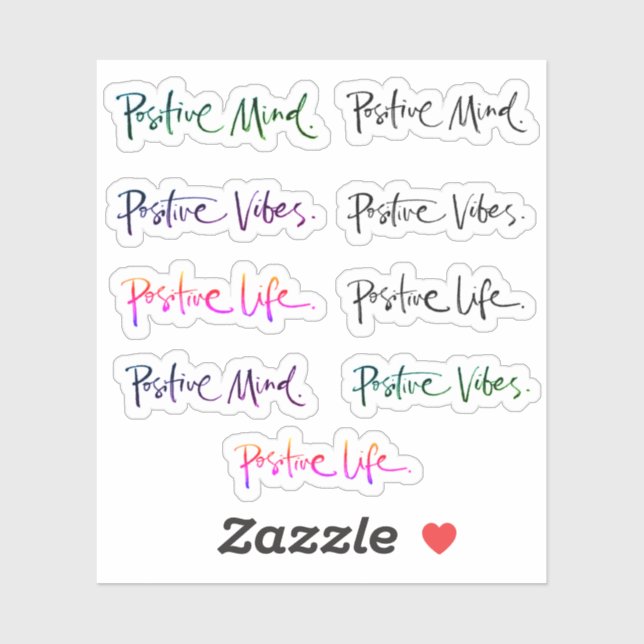 Positive Mind Positive Vibes Positive Life Quote Sticker (Sheet)