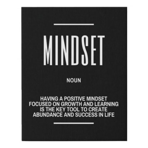 Positive Mindset Definition Quote Faux Canvas Print