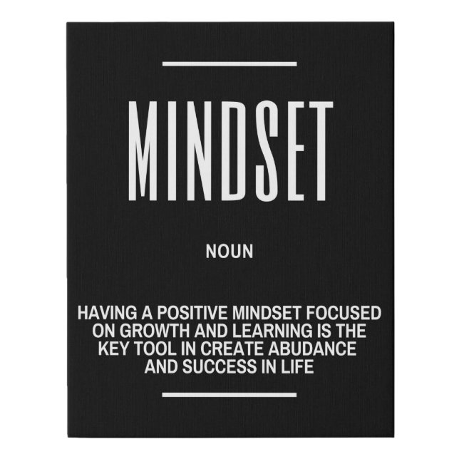 Positive Mindset Definition Quote Faux Canvas Print (Front)