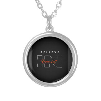 Positive mindset quote t shirt silver plated necklace