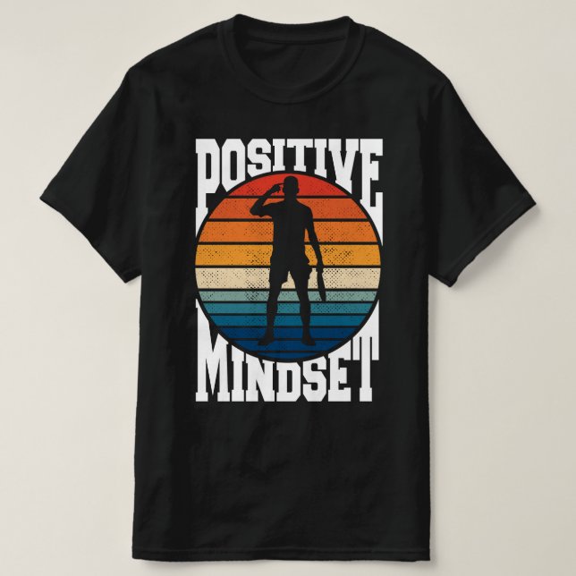 Positive Mindset Tennis Player Retro Sunset T-Shirt (Design Front)