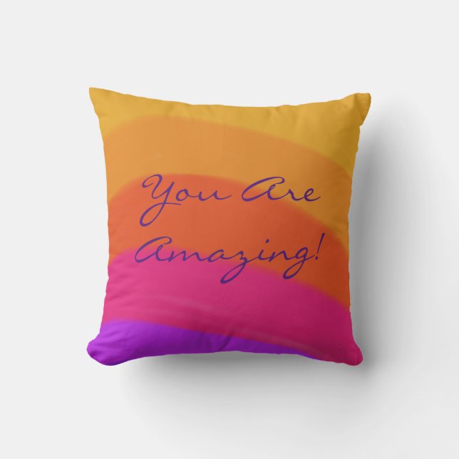 Positive Modern Rainbow Colorful  Throw Pillow (Front)
