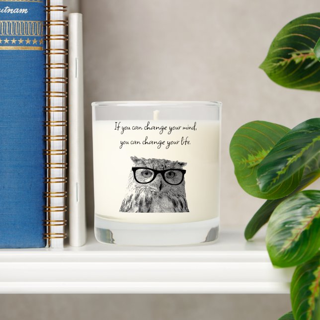 Positive motivation inspirational quote wise owl scented candle (Shelf)
