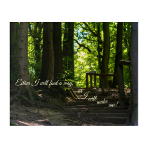 Positive motivational quote idyllic forest trail acrylic print